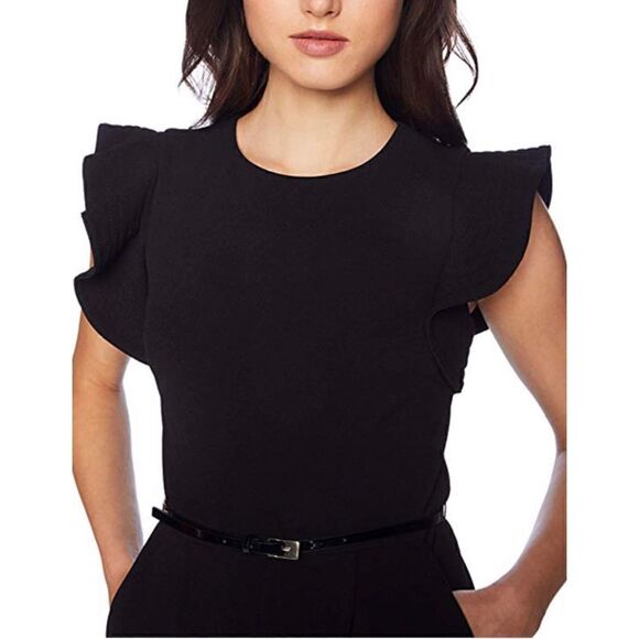 Calvin Klein Women's Jumpsuit with Flutter Sleeves Size 4 NWOT - Picture 2 of 7